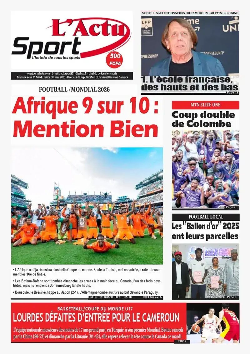Une de L'Actu Sport N° 146