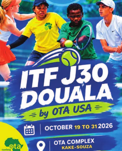 Affiche du tournoi ITF J30 Douala by OTA USA, du 19 au 31 octobre 2026 au complexe OTA de Kake-Souza.