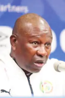 Malick Daf, entraîneur de Teungueth FC, en conférence de presse.