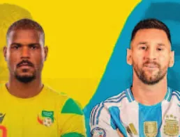 Steve Mounié, capitaine du Bénin, et Lionel Messi.