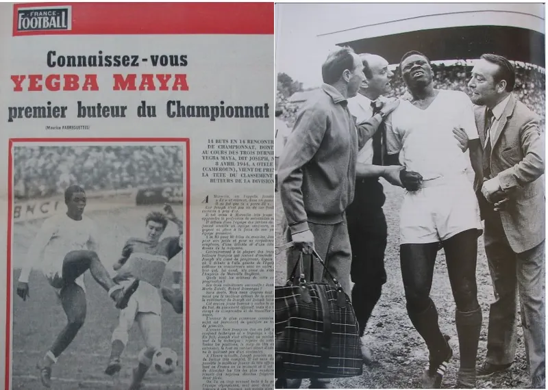 Page de France Football consacrée à Yebga Maya, avec photos de match.
